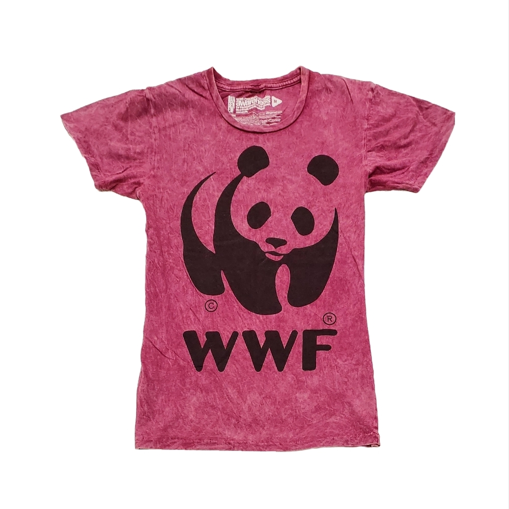 WWF Dangered! Panda Mouve Purple Violet Women Tee Tshirt Medium